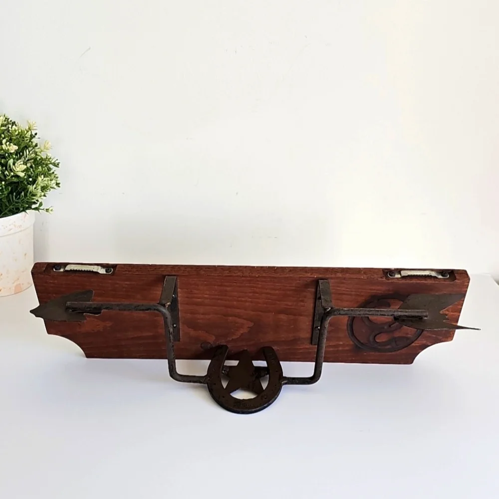 Western Wood & Metal Horseshoe Star Arrow Wall Shelf | Rustic Ranch Decor 18”